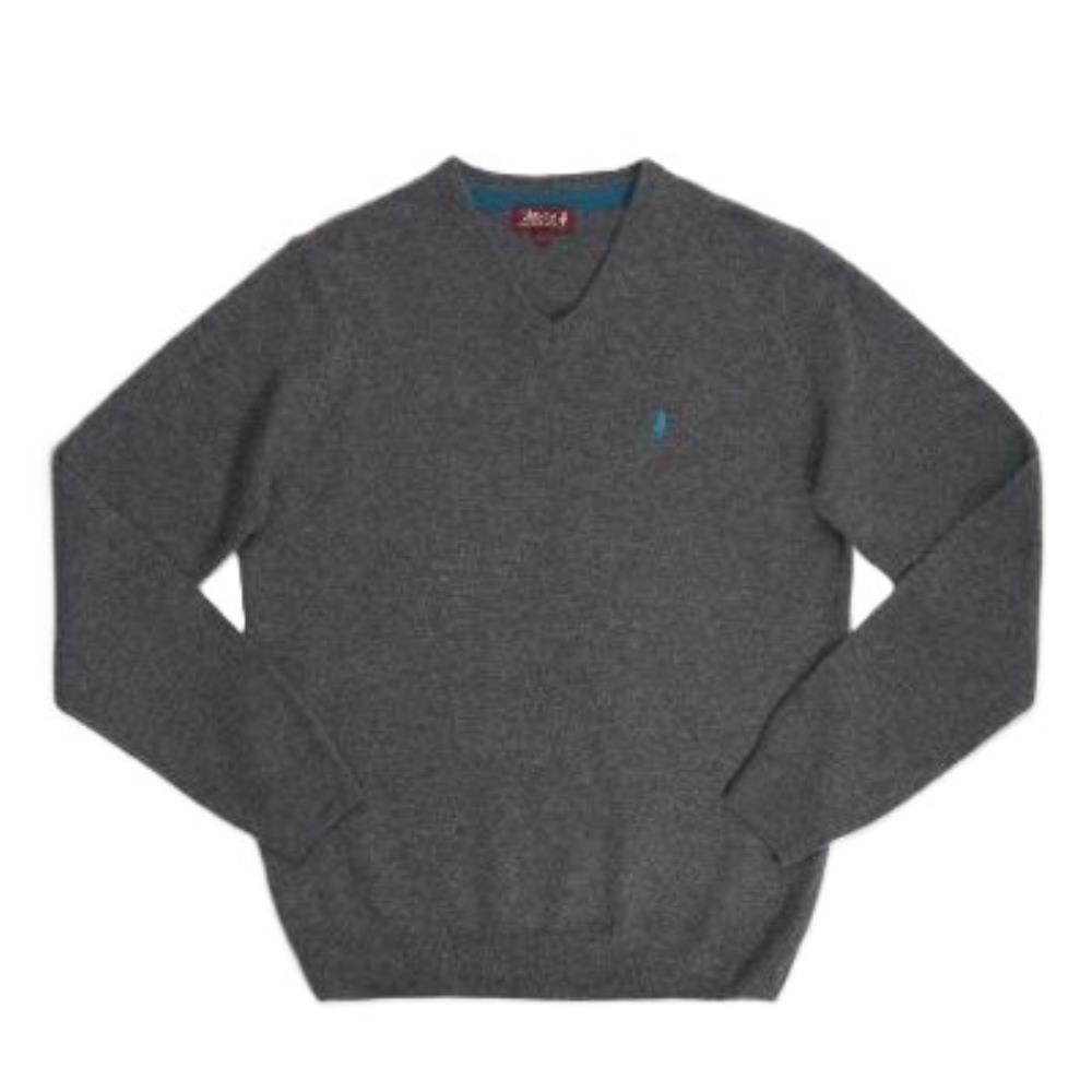 PULL COL V LAMBSWOOL GRIS