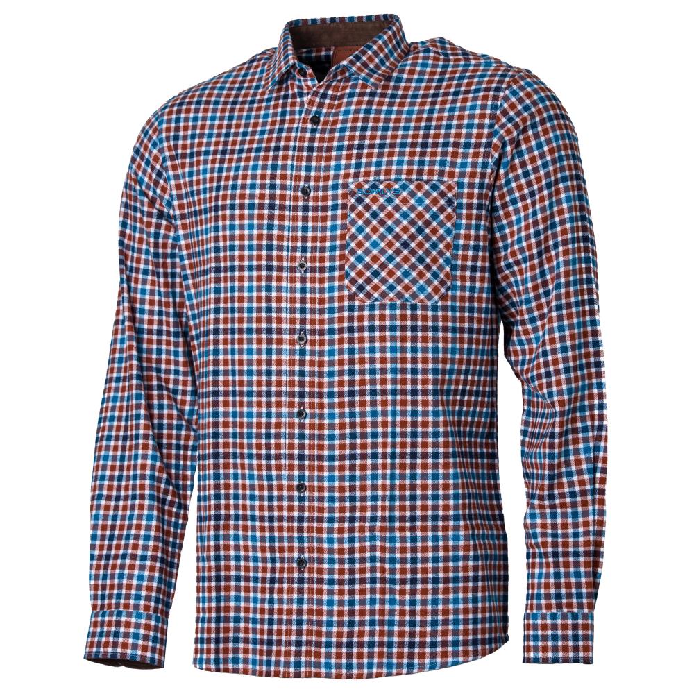 CHEMISE COTON CARREAUX BLEU MARRON