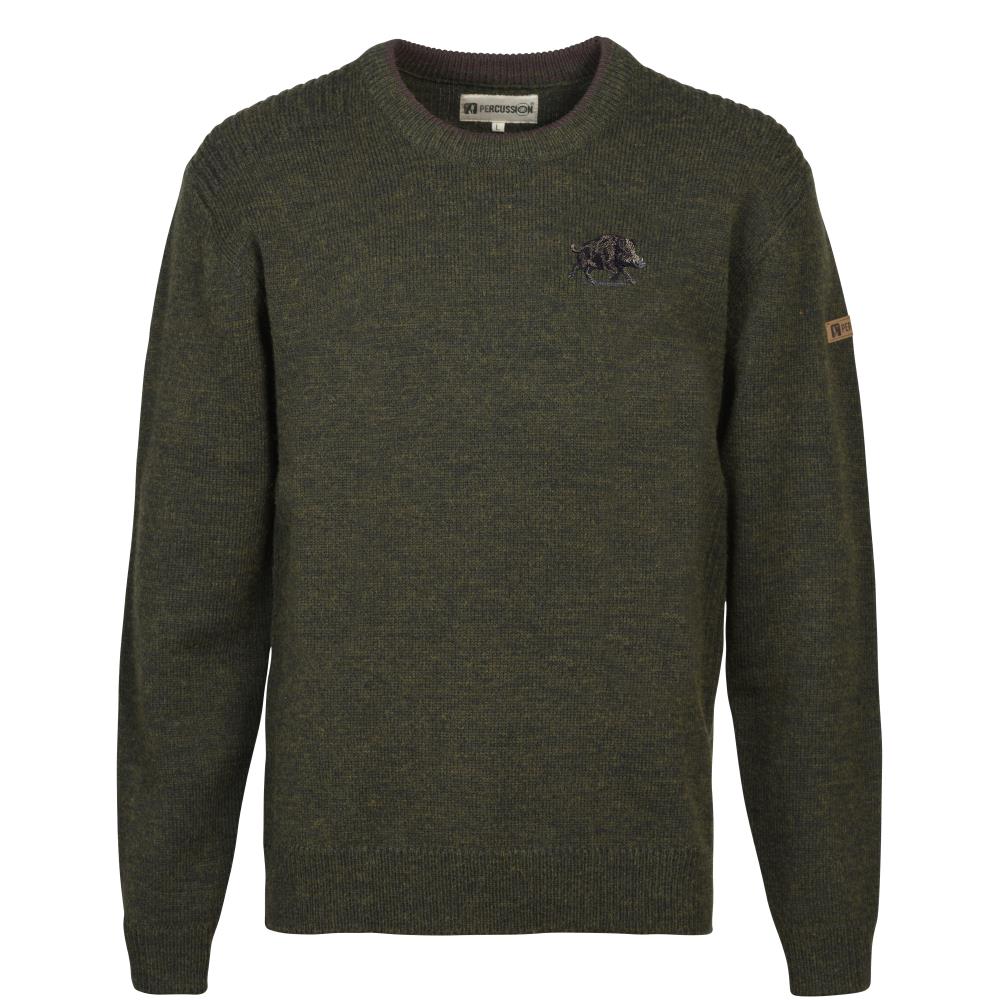 PULL ENFANT COL ROND KAKI SANGLIER