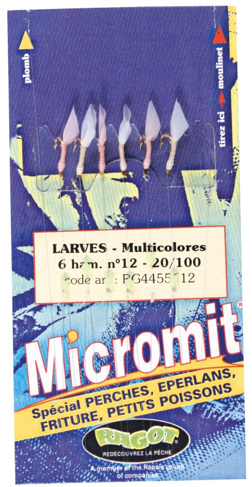Bas De Ligne Mer Ragot Micromit Perles Diamant, 8 Hameçons, ø 24/100, Hameçon N°14