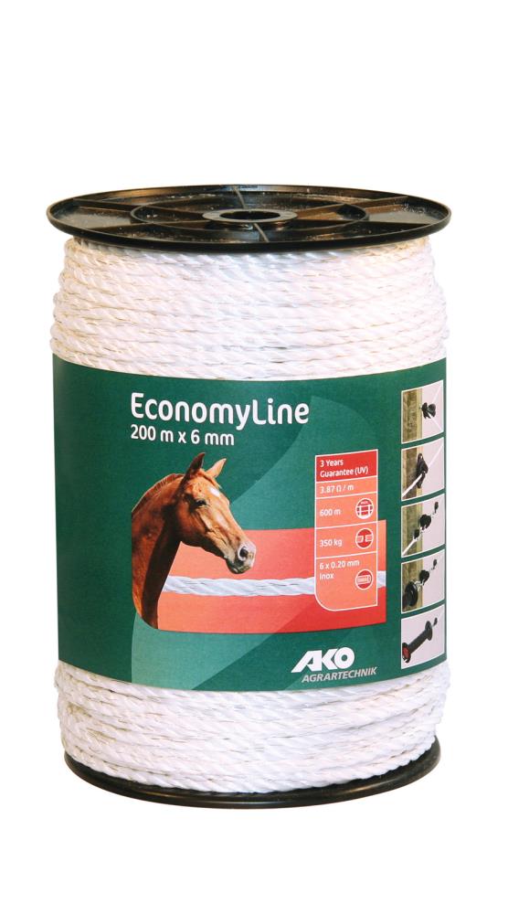 CORDELETTE BLANCHE 6MM 200M AKO Terres & Eaux